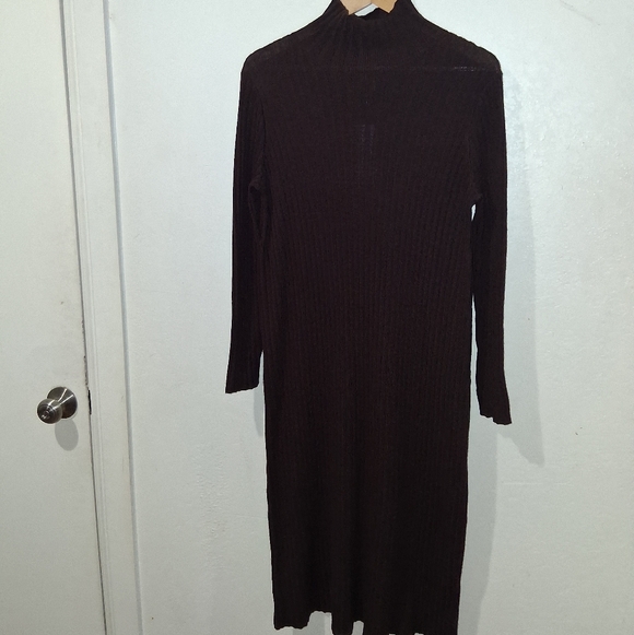 NWT EILEEN FISHER Scrunch Neck Wool Dress - Picture 3 of 8